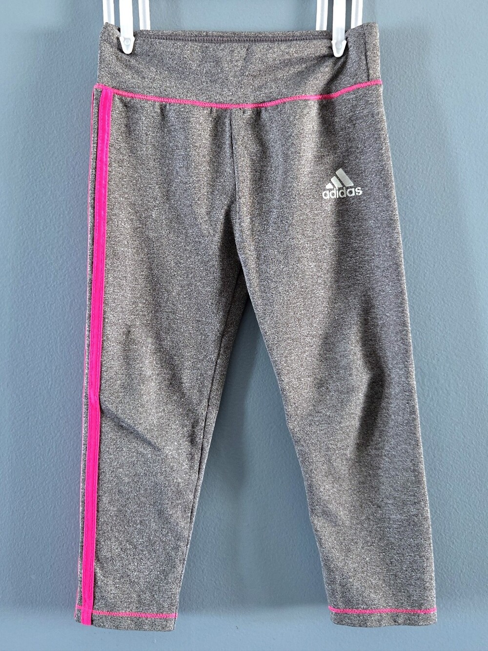Adidas Charcoal Leggings with Hot Pink Stripes 24m